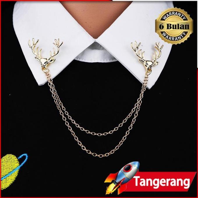 POZLAV Lapel Pin Bros Jas / Bros Jas Pria Pengantin / Brooch Pin Deer Chain