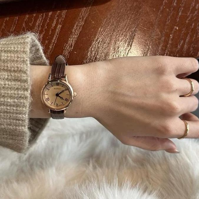 DV184 - MOCCA Jam Tangan Barsh Wanita MINNIE Analog Ulzzang Korea Kulit Sintestis Vintage Watches Co