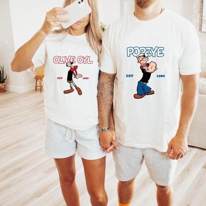 DS7 - kaos cewek cowok couple keluarga ayah anak ibu popeye olive
