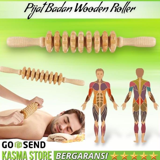 MOONLY Pijat Badan Wooden Roller Massager Alat Pijat Manual Rol Body Care
