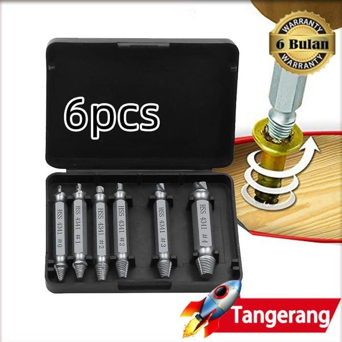 VEZALA 6pcs/set Damage Screw Extractor / Broken Screw Remover / Screw Extractor Pembuka