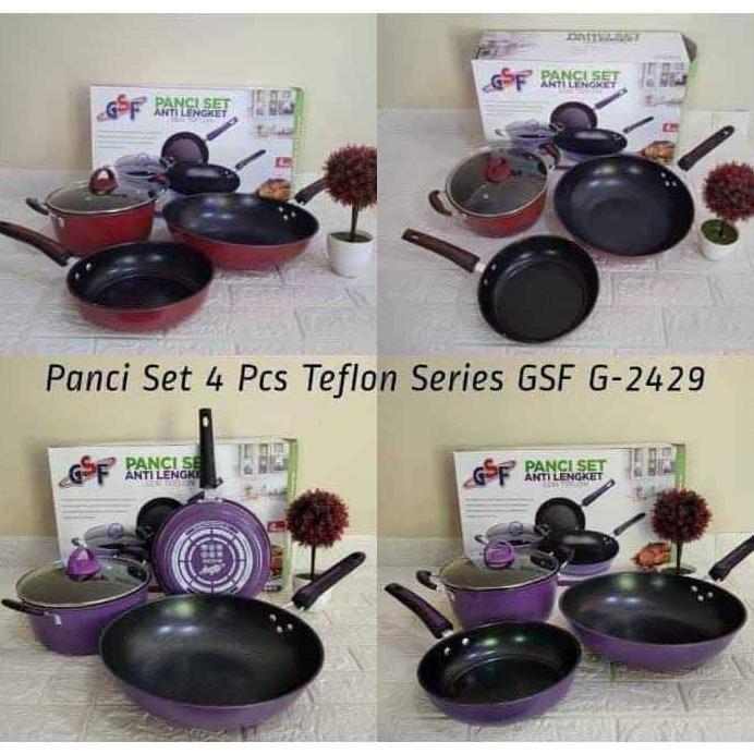 Panci set anti lengket / Panci set GSF G-2429 / Panci Wajan Set Penggorengan Non Stick Anti Lengket 