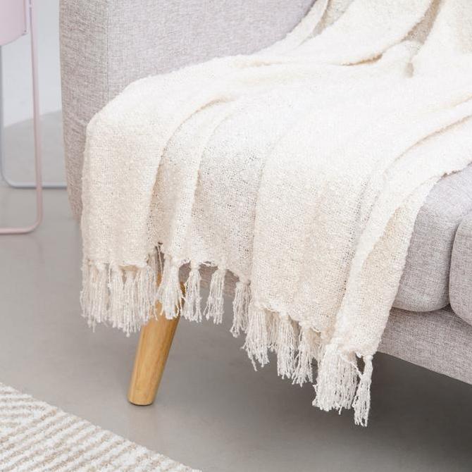 INFORMA 125X150 CM SELIMUT THROW EINNE BOUCLE - PUTIH IVORY