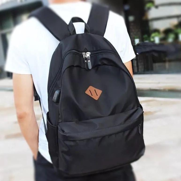 PREMIUM TAS RANSEL KOREA PRIA&WANITA POLOS TAS SEKOLAH/BACKPACK TAS RANSEL POLOS HITAM