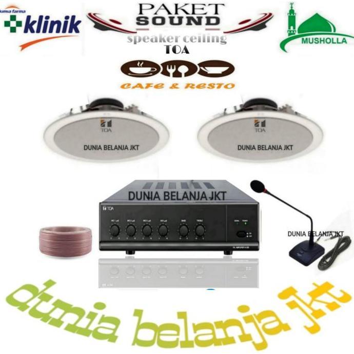 Paket Sound Power Amplifier Toa Speaker Ceiling Toa 2 Titik With Mic Promo