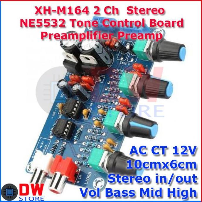 Xh-M164 2 Ch Ne5532 Tone Control Board Preamplifier Preamp Ready