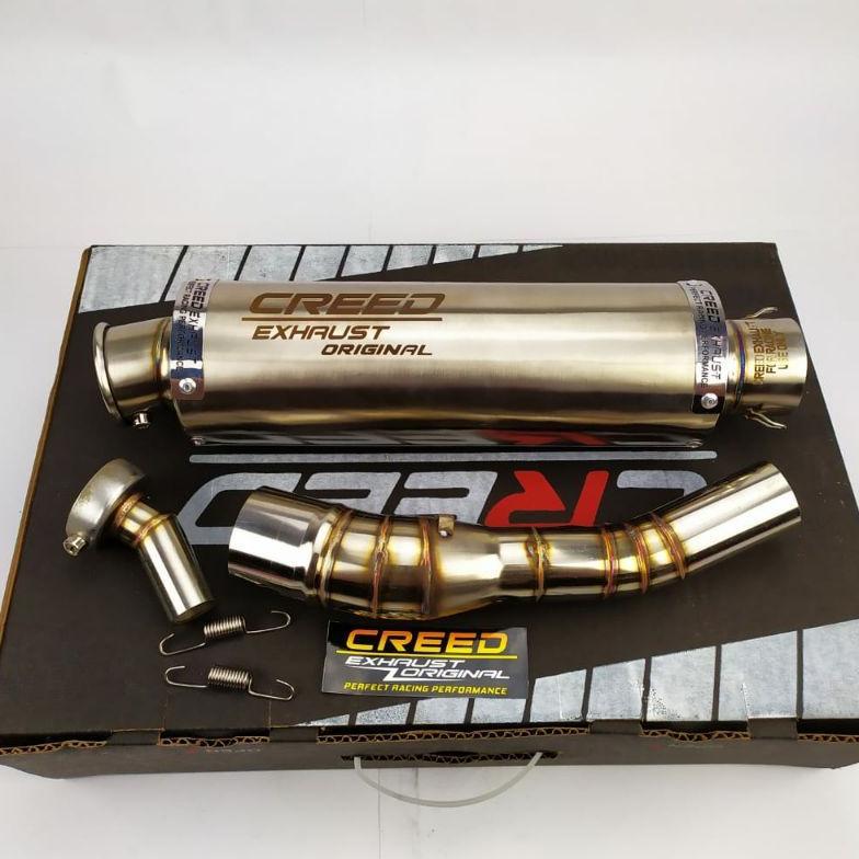 promo terbaru knalpot racing+slip on+db killer creed exhaust for cbr 150r, cb150r, ninja 250fi/karbu
