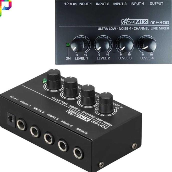 Mini Profesional Mixer Audio Amplifier Microphone 4 Ch Input Mx400 Baru