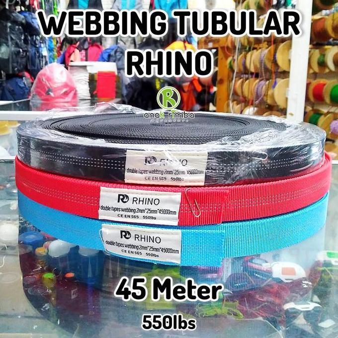 WEBBING PANJAT TUBULAR RHINO PER ROLL (45 METER) TALI HARNESS TALI TUBUB NOT WEBBING BEAL NOT WEBBIN