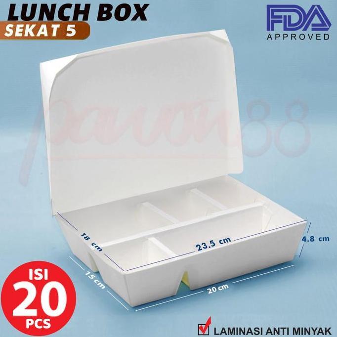 Paper Lunch Box SEKAT 5 - Lunch Box Paper SEKAT 5 - ( 20 Pcs ) NS