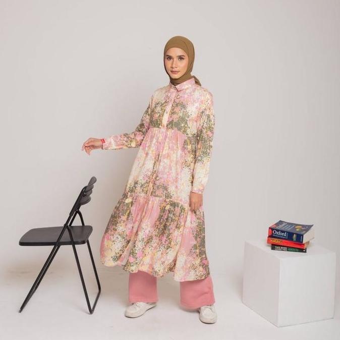 M Dress Splatter Dauky Midi Dress Gamis Muslim Cantik