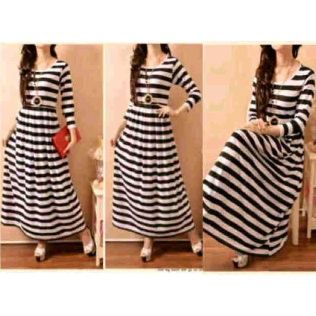 MAXI SALUR REMPLE |Maxi polos motif salur | gamis murah | terlaris| tnb