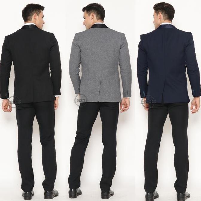 Jas Pria Slim Fit Formal Hitam Tuxedo Kancing Satu Premium High Quality Baju Jas Pengantin Nikah Wed