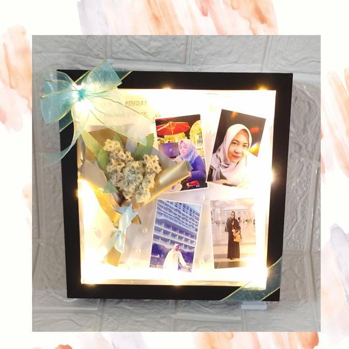 Figura bingkai frame pajangan hadiah foto lampu led wisuda anniv ultah