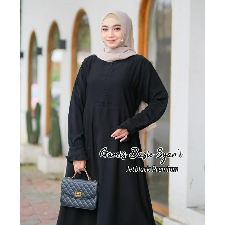 Viral  Exclusive Jetblack / Gamis Jetblack Polos / Gamis Syari Warna Hitam Pekat / Gamis Jetblack Le