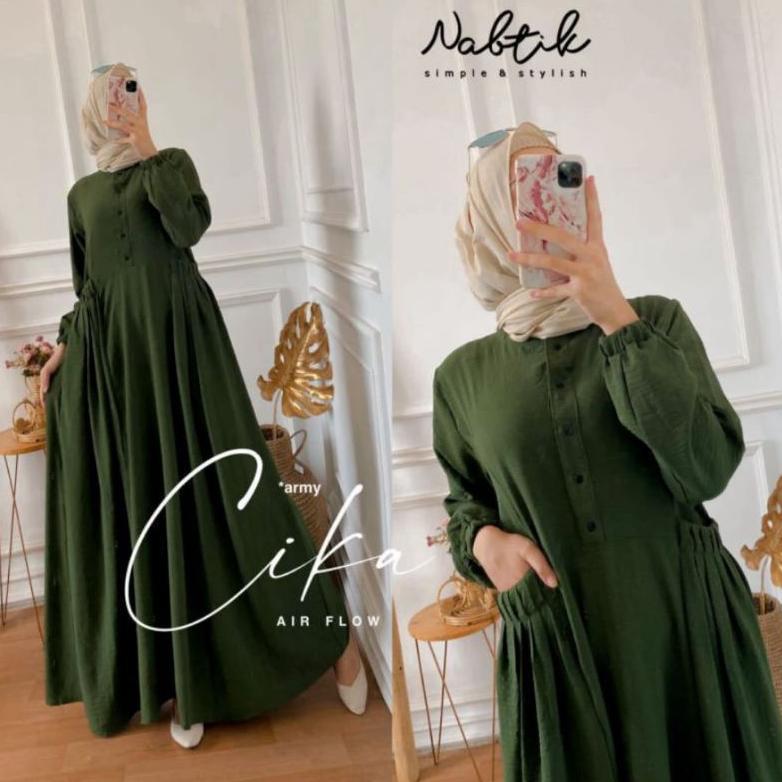 Premium Gamis Crinkle Airflow Polos Chika Dress Muslim Wanita