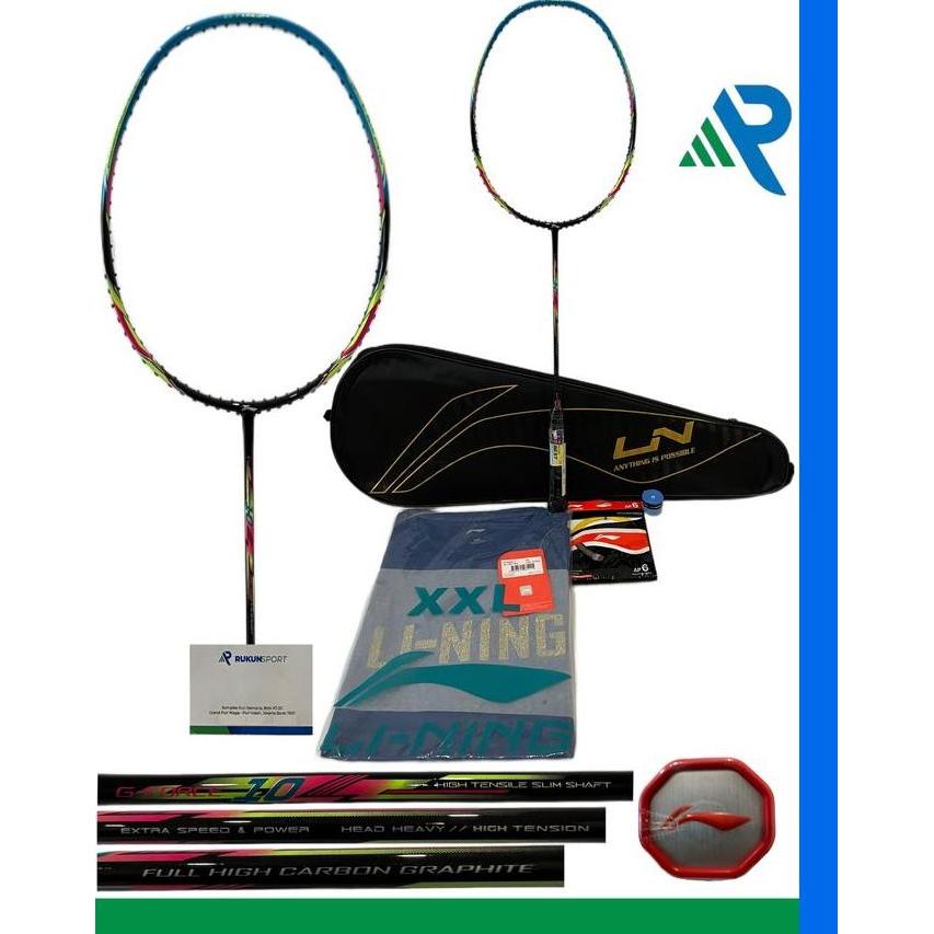 Raket Badminton LINING G-FORCE 10 (Black/Blue) free Senar,Kaos,Grip