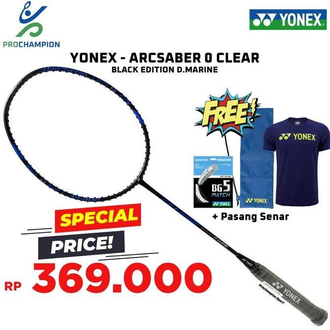 Raket Badminton Yonex ARCSABER 0 Clear Black Edition D.Marine