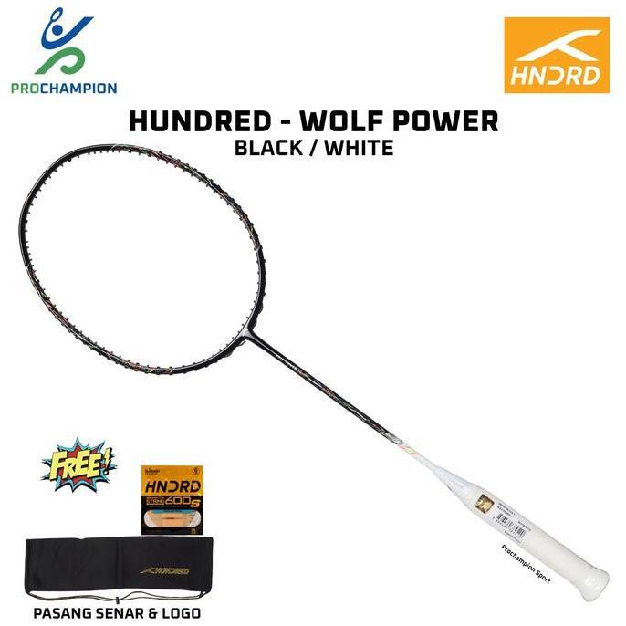 Raket Badminton Hundred Wolf Power Black White