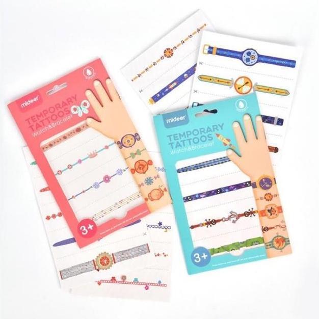 Ready Mideer Temporary Tattoos - Watch & Bracelet UMUR 3+ | Kado Mainan Anak Tato Tempel Aman untuk 