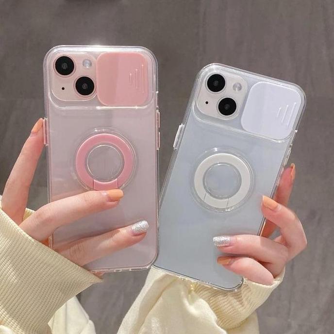 Soft Case For Iphone 11 12 13 14 Pro Max Kamera Geser Ring Holder