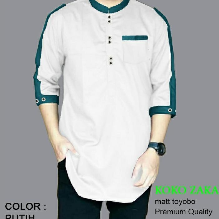 ORIGINAL Koko Zaka Dewasa Baju Muslim Pria Lengan Panjang Pendek Polos Grey 3/4 Toyobo Premium Al Ha