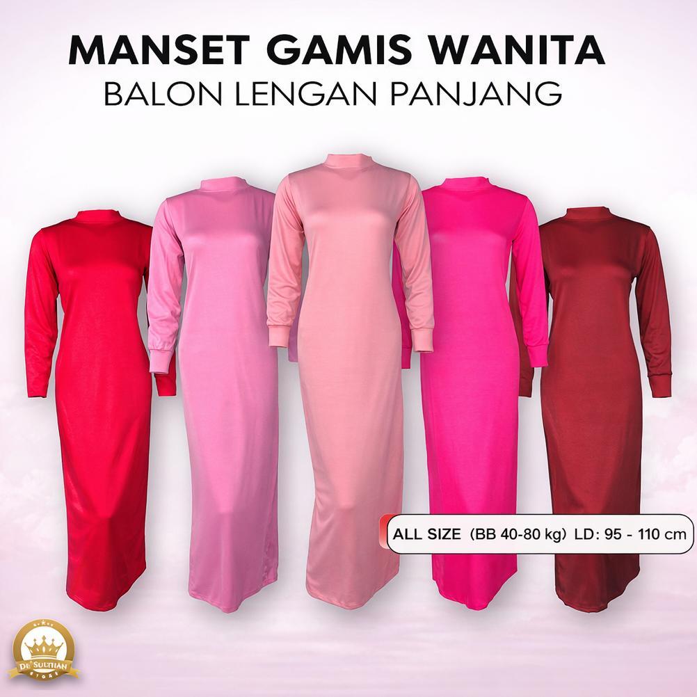 Baju Manset Gamis Lengan Panjang Spandek Balon Kerah Leher Tinggi Turtle Neck Wanita Polos Dalaman P