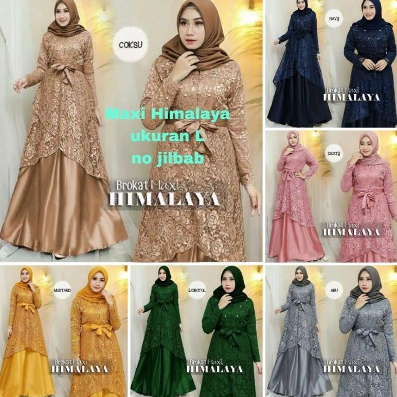 MAXI HIMALAYA FULL BRUKAT/ GAMIS KONDANGAN/UKURAN/ L/ GAMIS WANITA/ GAMIS MUSLIMAH