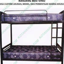 ranjang bed besi susun tingkat vino hitam murah bandung 160x200 no 2