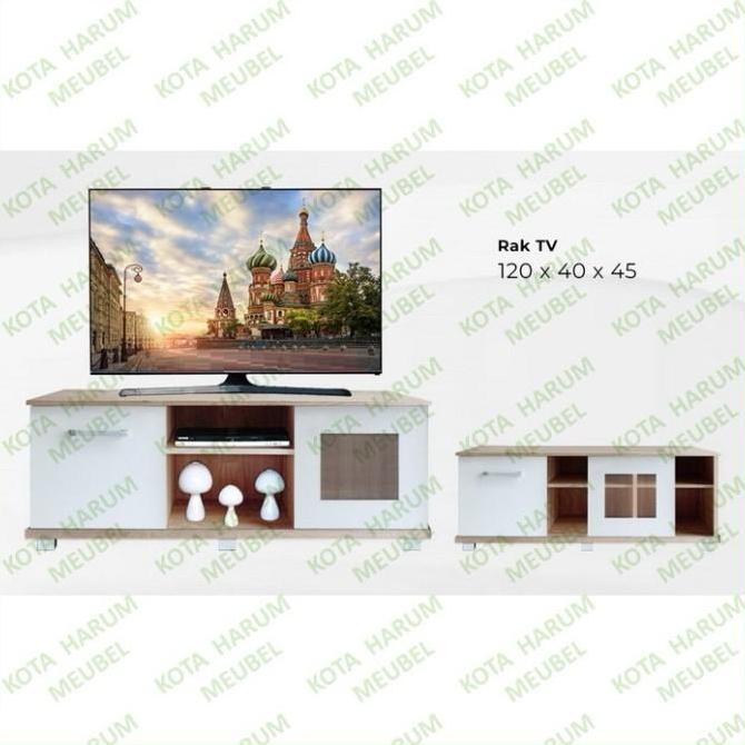 meja bufet bipet rak tv 120 lunar lvr 128 kaca sliding minimalis putih