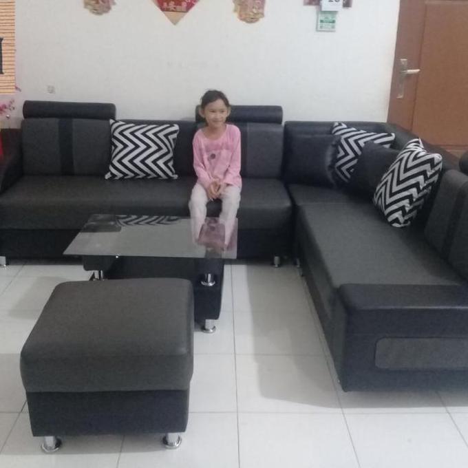 KJM Sofa Sudut Minimalis Oscar 32 Sudut Puff (termasuk meja dan bantal)
