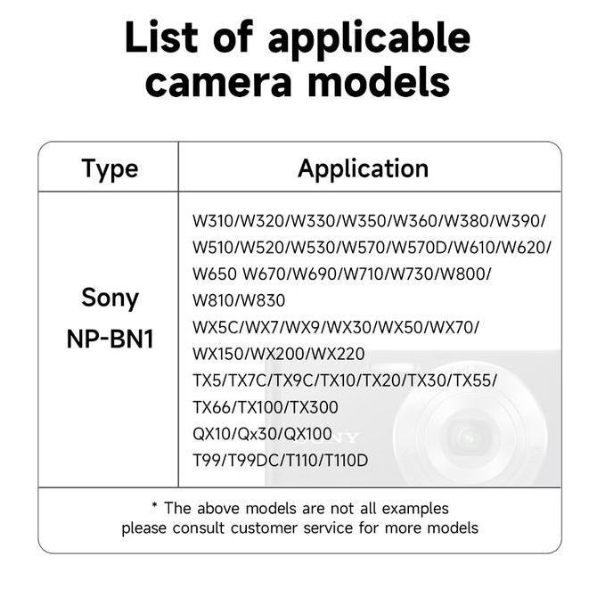 tokomasdedet9 - PALO NP-BN1 NPBN1 Baterai 1000MAH+Charger battery Applies to Sony untuk Cyber-shot D