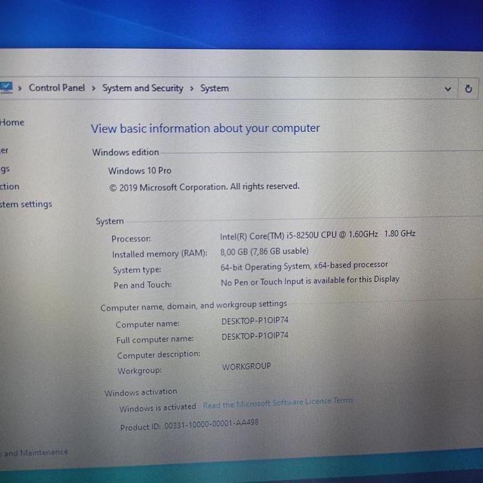 DELL LATITUDE 7290 INTEL CORE I5 8250U RAM 8GB SSD 256 GB