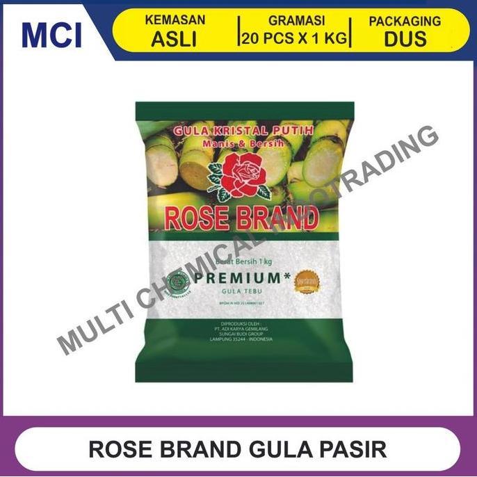 ROSE BRAND GULA KRISTAL KEMASAN HIJAU 1 KG - 1 BAG 20 PCS / GULA PASIR GNB