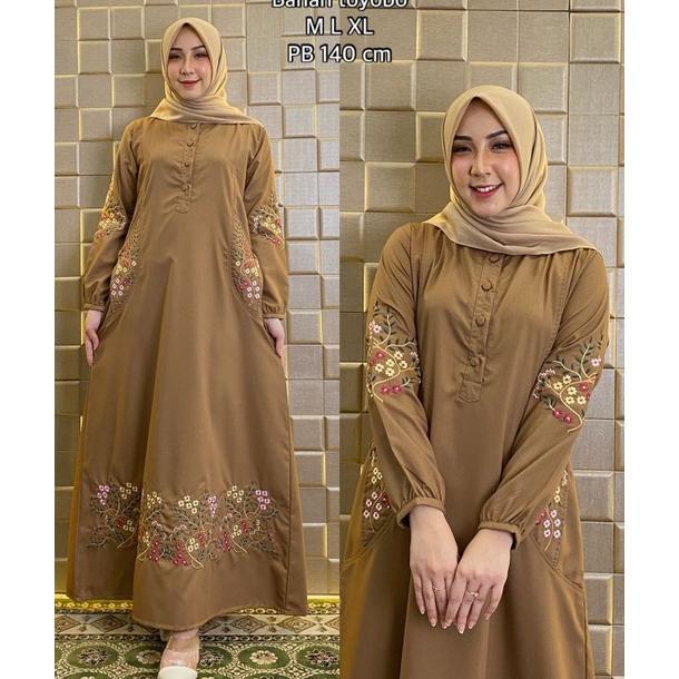 Gamis Katun Wanita Terbaru Gamis Bordir Casual Premium Import