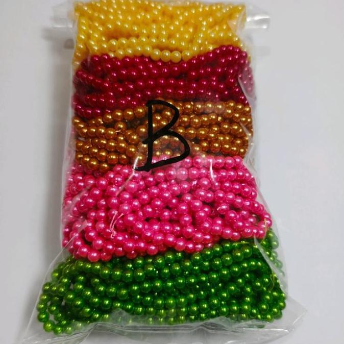 Redmegic- Payet Mutiara 4Mm Campur Warna/Payet Mutiara Ringan Sintetis 20 Renteng Campur 5 Warna Dan