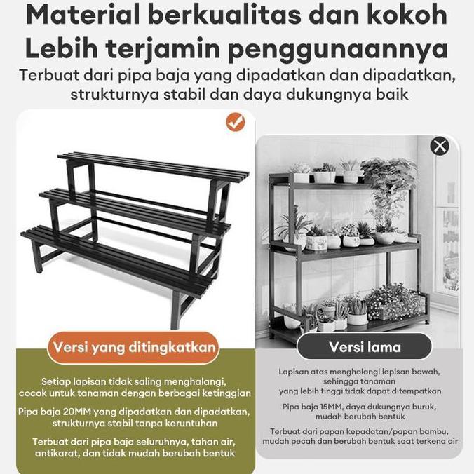 Furniture Superman Rak Bunga Besi Susun Tebal Anti Karat Standing Pot Rak Susun Serbaguna Stainless 