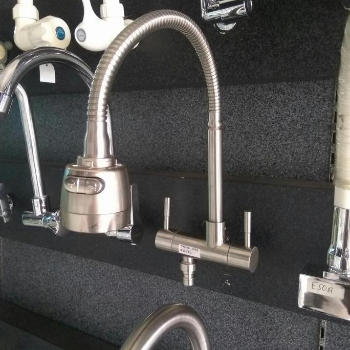 Kran Sink Cabang Angsa Flexible Stainless/ Kran Cuci Piring Cabang Asli