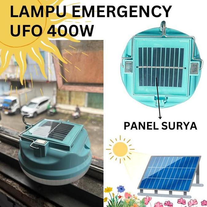 Lightflas- Lampu Led Emergency Ufo 400W /Solar Panel Led/ Lampu Emergency Gantung Lampu  Taman  Outd