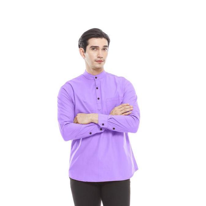 Miliki Outskirts - Kemeja Koko Lilac Pria Lengan Panjang | Kemeja Koko Pria Ungu Slim Fit Katun Musl