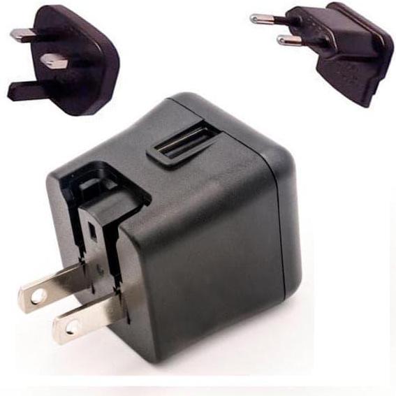 KTEC P4716 3A Travel Charger USB Port US Plug with EU & UK Adapter BK