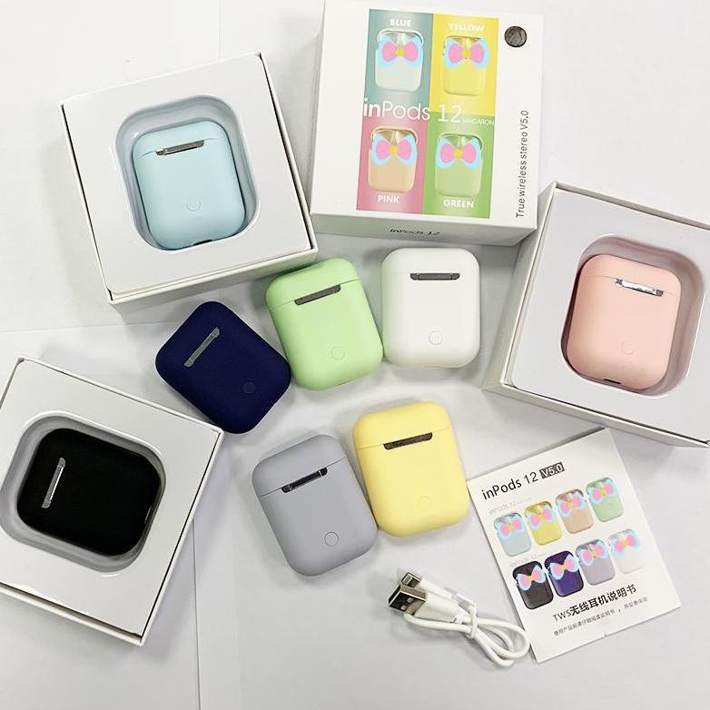 pengiriman cepat Headset Bluetooth Inpod 12 i12 Macaron TWS Original Android iOS Earphone Murah