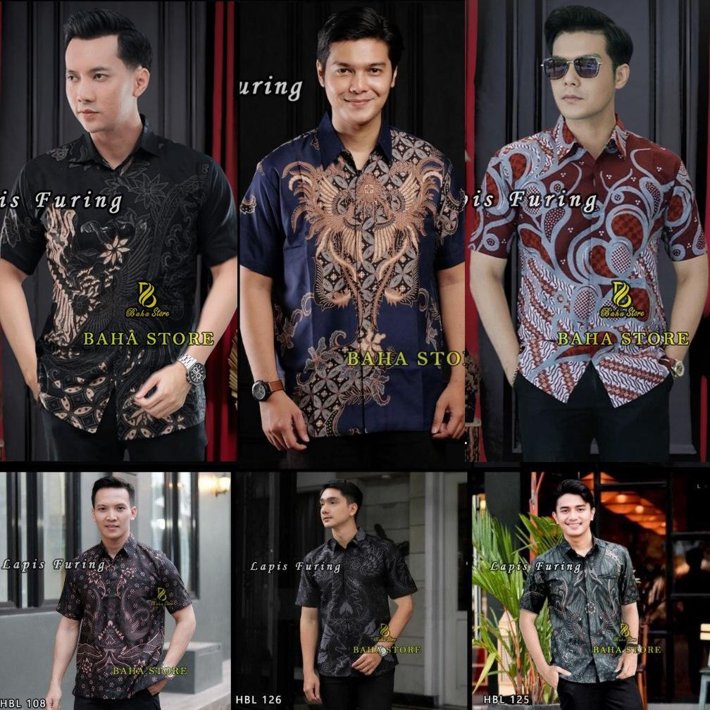 BEST SELLER BAHA STORE KEMEJA BATIK PENDEK PRIA LAPIS FURING