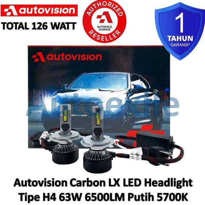 Autovision Carbon LX LED Headlight H4 12V 63W Putih 5700K Lampu Depan Mobil High Beam Low Beam
