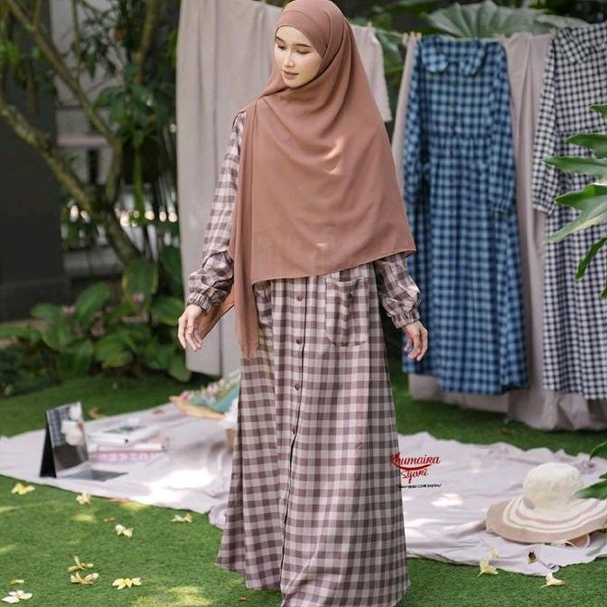 Terjangkau Seline Home Dress By Khumaira Syar'I| Gamis Daily Kotak- Kotak