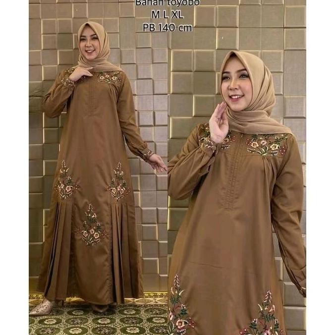 Terjangkau Gamis Bordir Bunga Toyobo Premium Busui Friendly Wudhu Friendly - Radiafashion - Pesta, K
