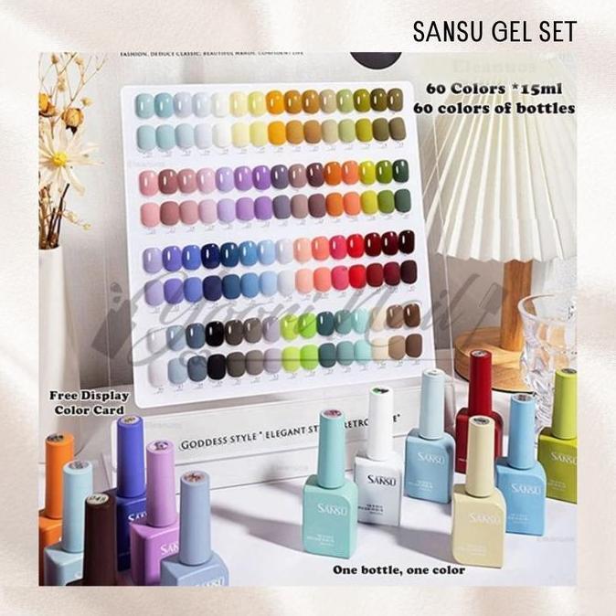 Barfikah_shop - Sansu gel set 15ml colors 6 warna set kutek set nail gel paket gel polish kutek