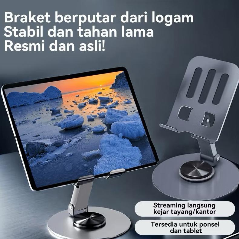 CUCI GUDANG Holder HP Holder Tablet Multifungsi Metal Rotasi 360 Dudukan Ponsel Besi Phone Stand