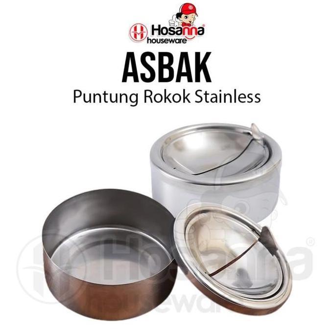 Tempat Puntung Rokok Stainless / Asbak Aesthetic Buka Tutup Portable