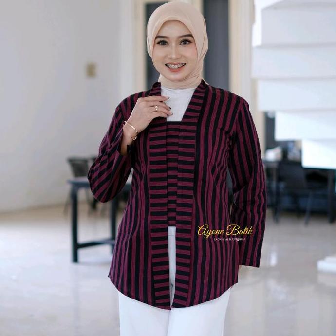 Kemeja lurik eksklusif warna merah couple lurik tradisional terbaru kebaya lurik cewek terbaru baju 